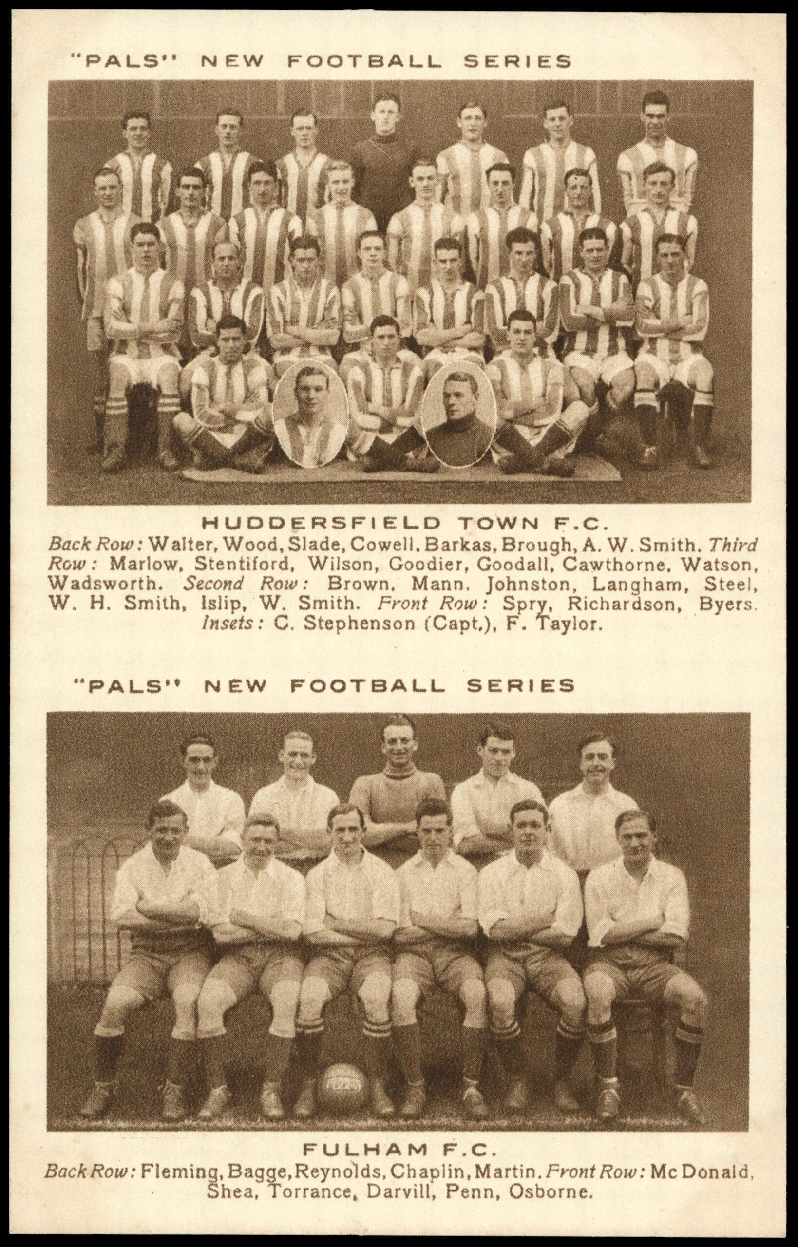 Pals Magazine - 'New Football Series (Pairs)' (1923) - Huddersfield Town & Fulham Pals Magazine - 'New Football Series (Pairs)' (1923) - Huddersfield Town & Fulham
