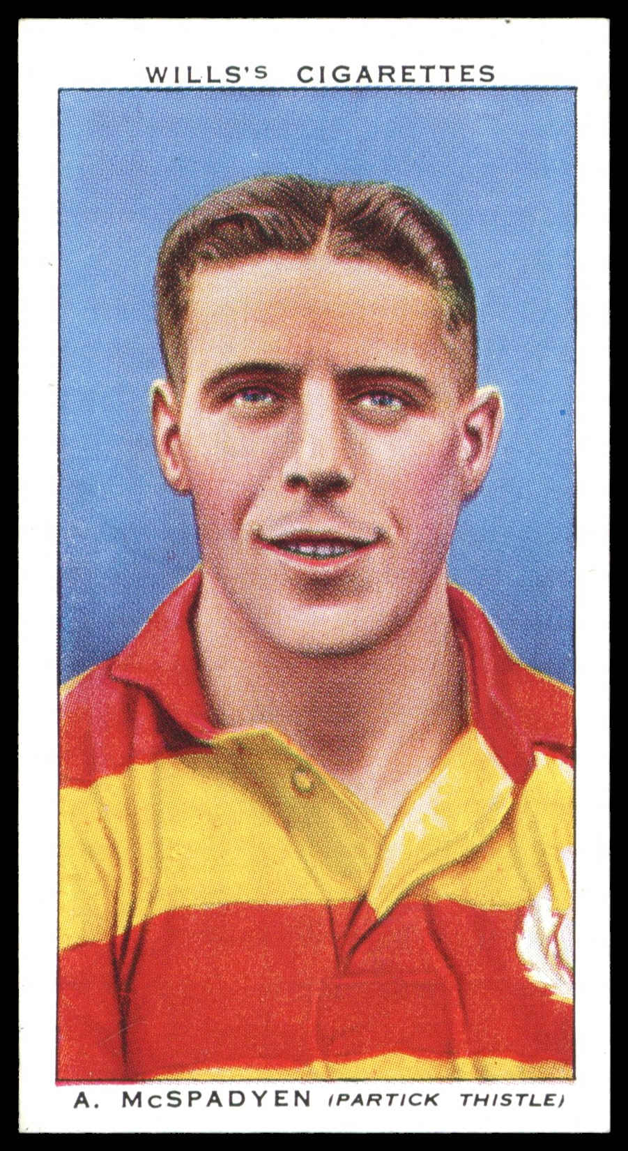 Wills - 'Association Footballers (Irish)' (1939) - #32 - A. McSpadyen (Partick Thistle) Wills - 'Association Footballers (Irish)' (1939) - #32 - A. McSpadyen (Partick Thistle)