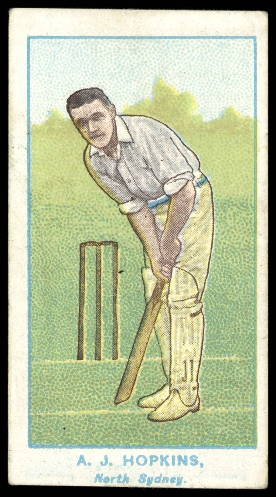 Wills - 'Australian Club Cricketers (Dark Blue Back)' (1905) - A.J. Hopkins (North Sydney) Wills - 'Australian Club Cricketers (Dark Blue Back)' (1905) - A.J. Hopkins (North Sydney)