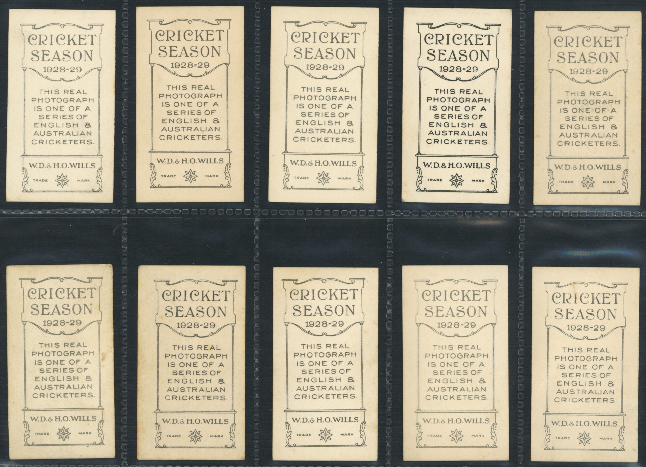 Wills Overseas - 'Cricket Season 1928-29' (1928) - Complete Set Wills Overseas - 'Cricket Season 1928-29' (1928) - Complete Set