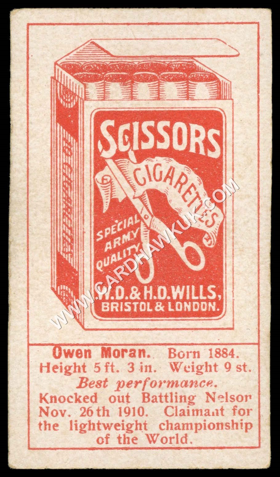 Wills - 'Boxers (Scissors)' (1911) - #24 - Owen Moran (British) Wills - 'Boxers (Scissors)' (1911) - #24 - Owen Moran (British)
