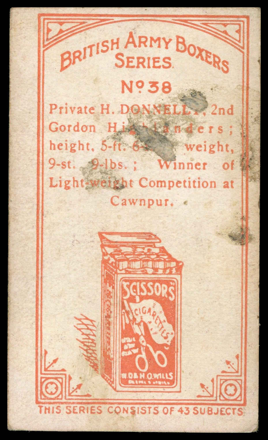 Wills - 'British Army Boxers' (1913) - Private H. Donnell Wills - 'British Army Boxers' (1913) - Private H. Donnell
