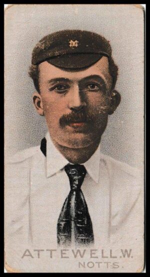 Wills (W.D. & H.O.) - 'Cricketers (1896)' - Card #1 - W. Attewell (Notts)