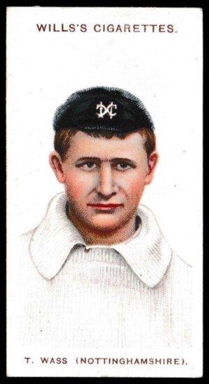 Wills (W.D. & H.O.) - 'Cricketers (Large S)' - (1908) - Card #18 - T. Wass (Notts)