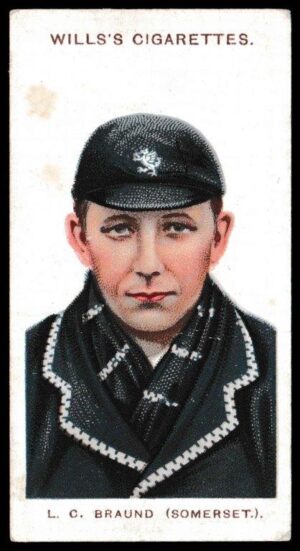 Wills (W.D. & H.O.) - 'Cricketers (Large S)' - (1908) - Card #5 - L.C. Braund (Somersest)