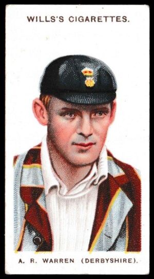 Wills (W.D. & H.O.) - 'Cricketers (Large S)' - (1908) - Card #7 - A.R. Warren (Derbyshire)