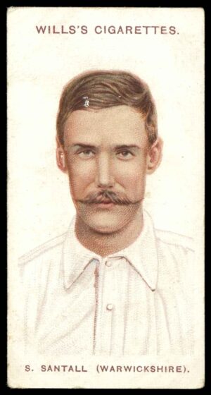 Wills (W.D. & H.O.) - 'Cricketers (Large S)'  #11 S. Santall (Warks) (1908)