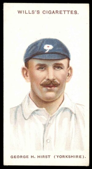 Wills (W.D. & H.O.) - 'Cricketers (Large S)'  #16 George H. Hirst (Yorkshire) (1908)