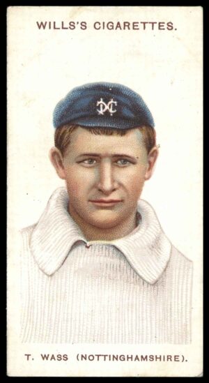 Wills (W.D. & H.O.) - 'Cricketers (Large S)'  #18 T. Wass (Notts) (1908)