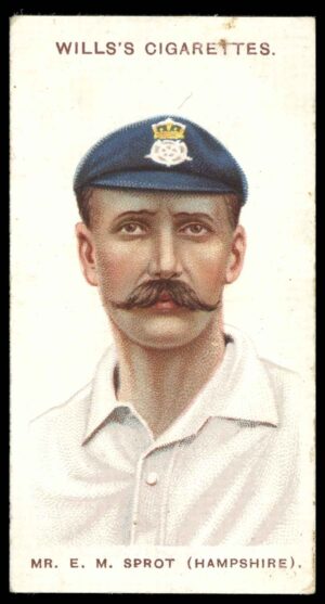 Wills (W.D. & H.O.) - 'Cricketers (Large S)'  #19 E.M. Sprott (Hampshire) (1908)