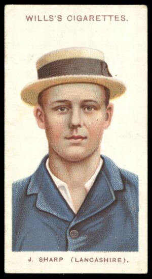 Wills (W.D. & H.O.) - 'Cricketers (Large S)'  #22 J. Sharp (Lancs) (1908)
