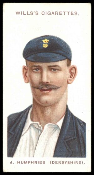 Wills (W.D. & H.O.) - 'Cricketers (Large S)'  #6 J. Humphries (Derbyshire) (1908)