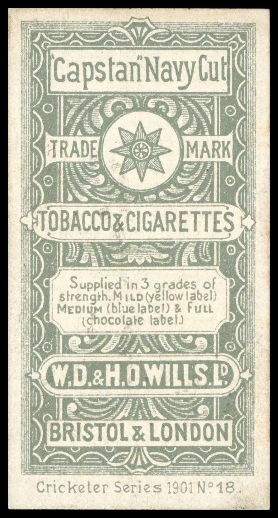 Wills - 'Cricketer Series 1901 (A)' (1901) - Captain Wynyard (Hampshire) Wills - 'Cricketer Series 1901 (A)' (1901) - Captain Wynyard (Hampshire)