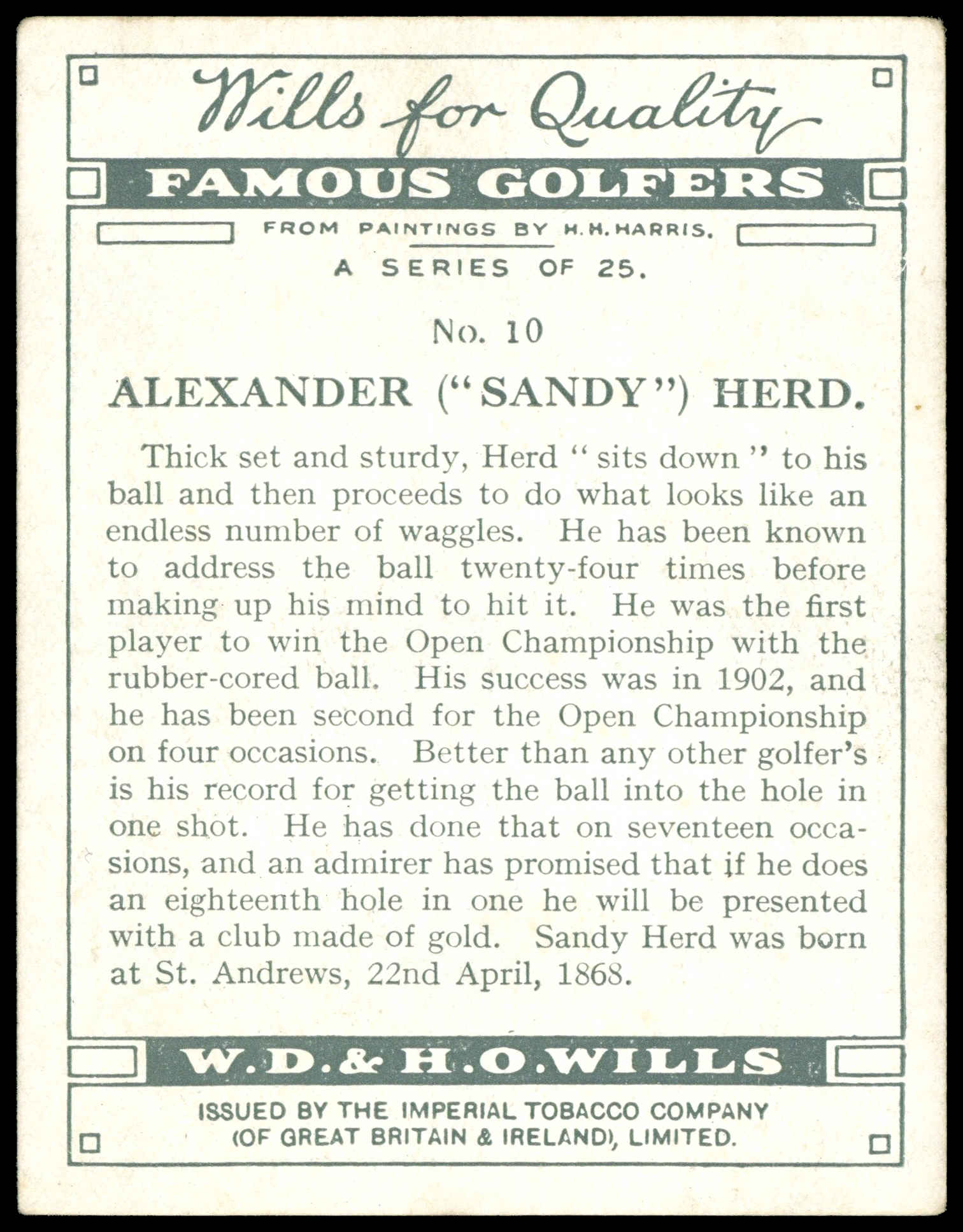 Wills - Alexander "Sandy" Herd - 'Famous Golfers' - (1930) Wills - Alexander "Sandy" Herd - 'Famous Golfers' - (1930)