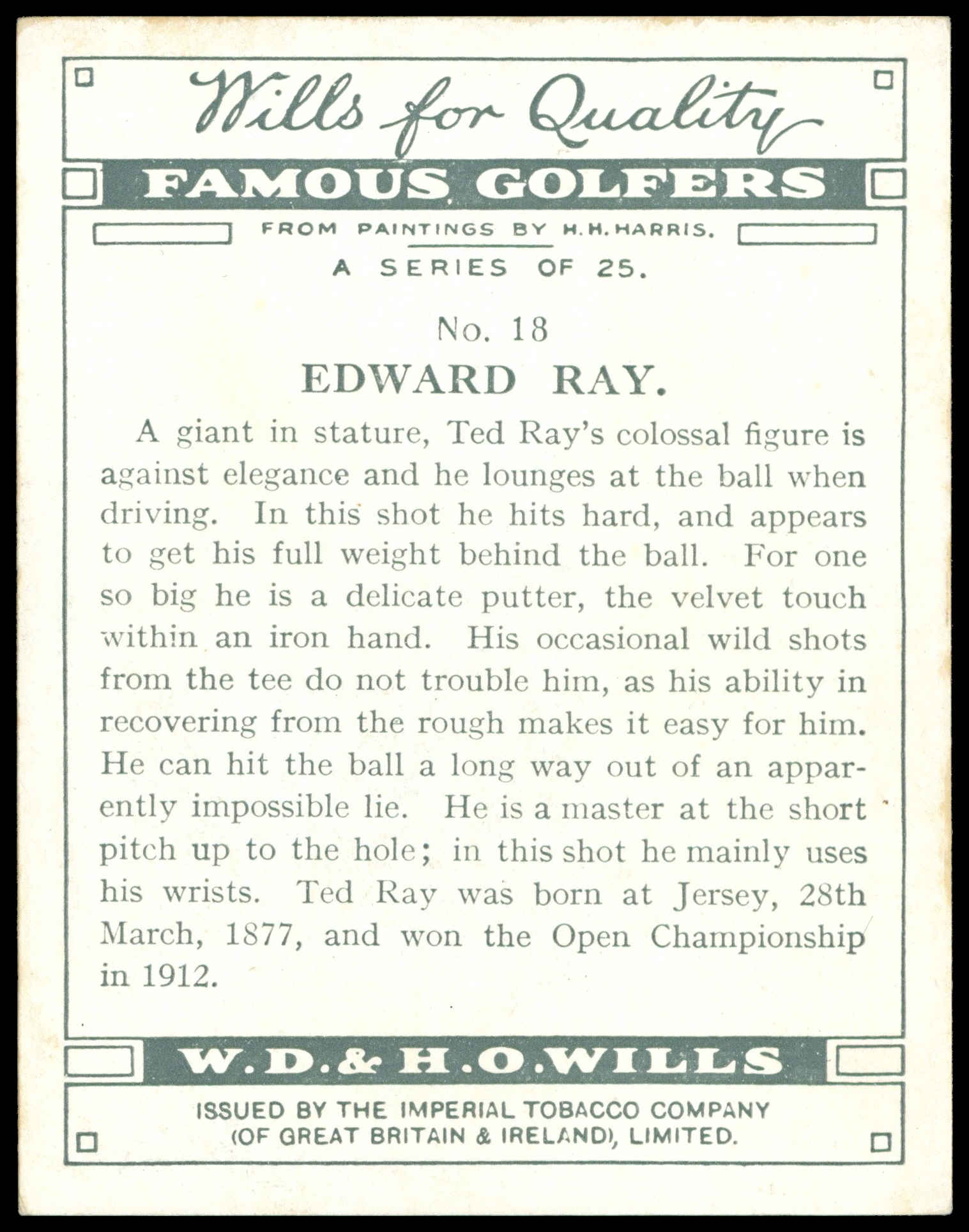 Wills - 'Famous Golfers' (1930) - Edward Ray Wills - 'Famous Golfers' (1930) - Edward Ray