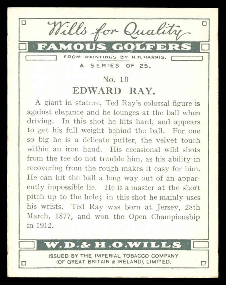 Wills - 'Famous Golfers' (1930) - #18 - Edward Ray Wills - 'Famous Golfers' (1930) - #18 - Edward Ray