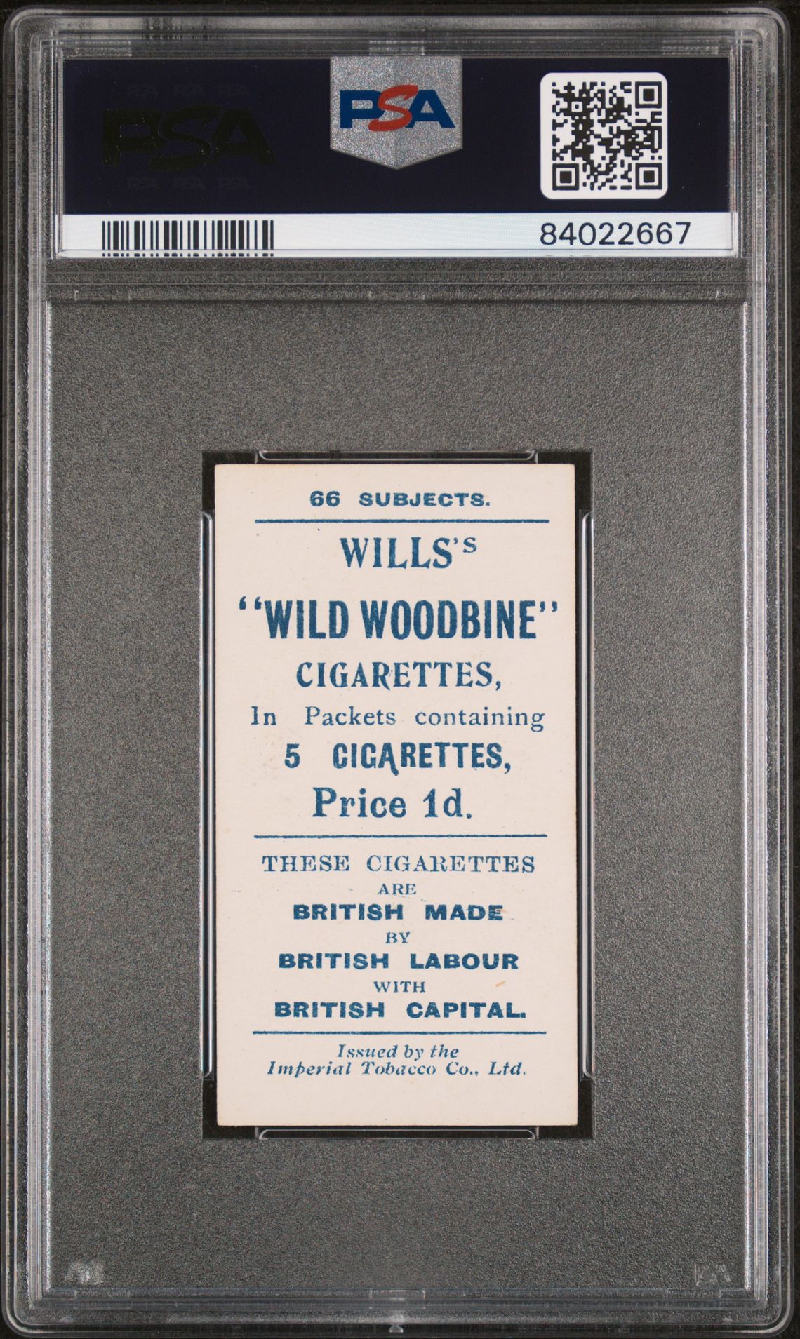 Wills - 'Football Series' (1902) - T. Smith (Tottenham Hotspur) **PSA6** Wills - 'Football Series' (1902) - T. Smith (Tottenham Hotspur) **PSA6**