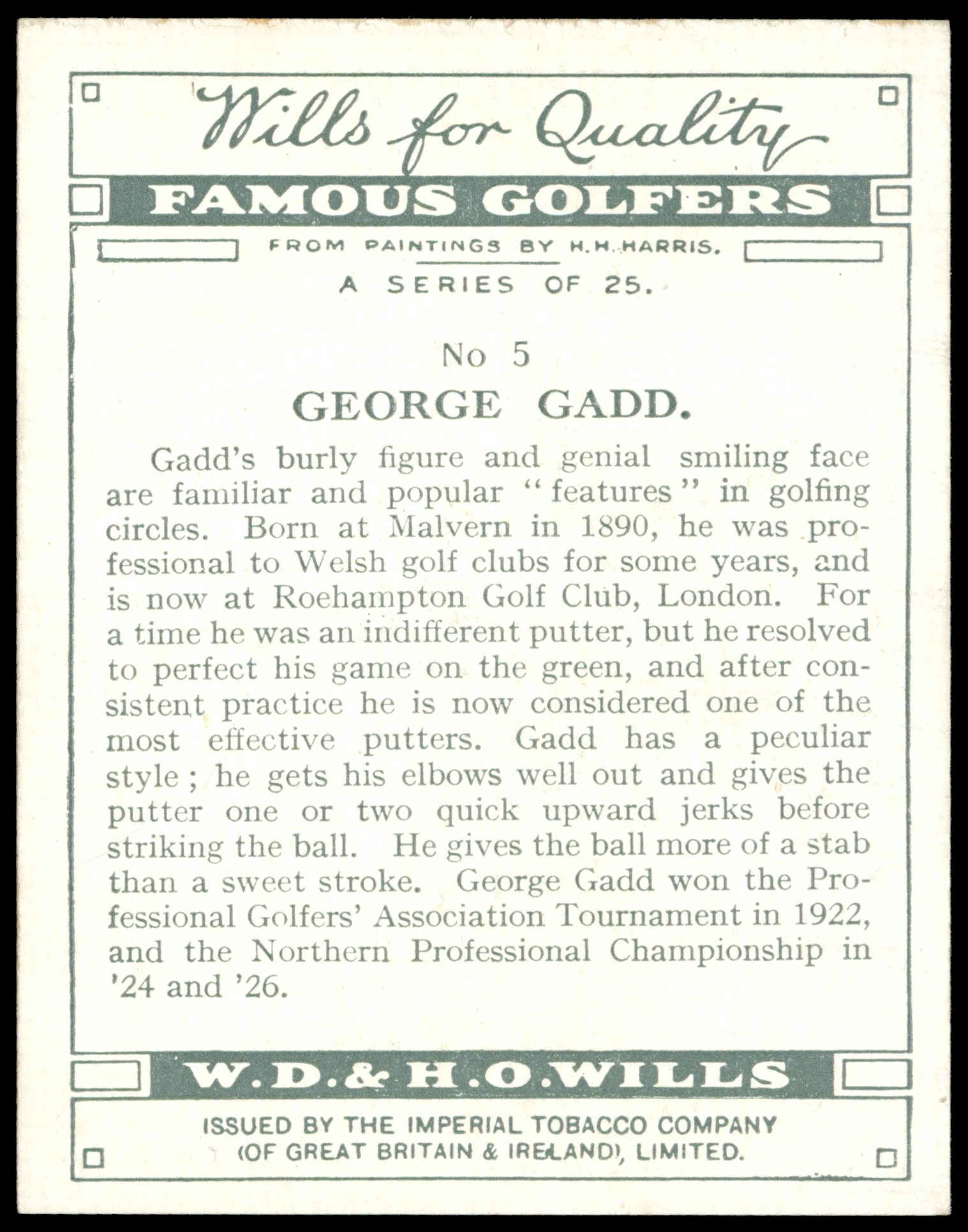 Wills - 'Famous Golfers' (1930) - George Gadd Wills - 'Famous Golfers' (1930) - George Gadd