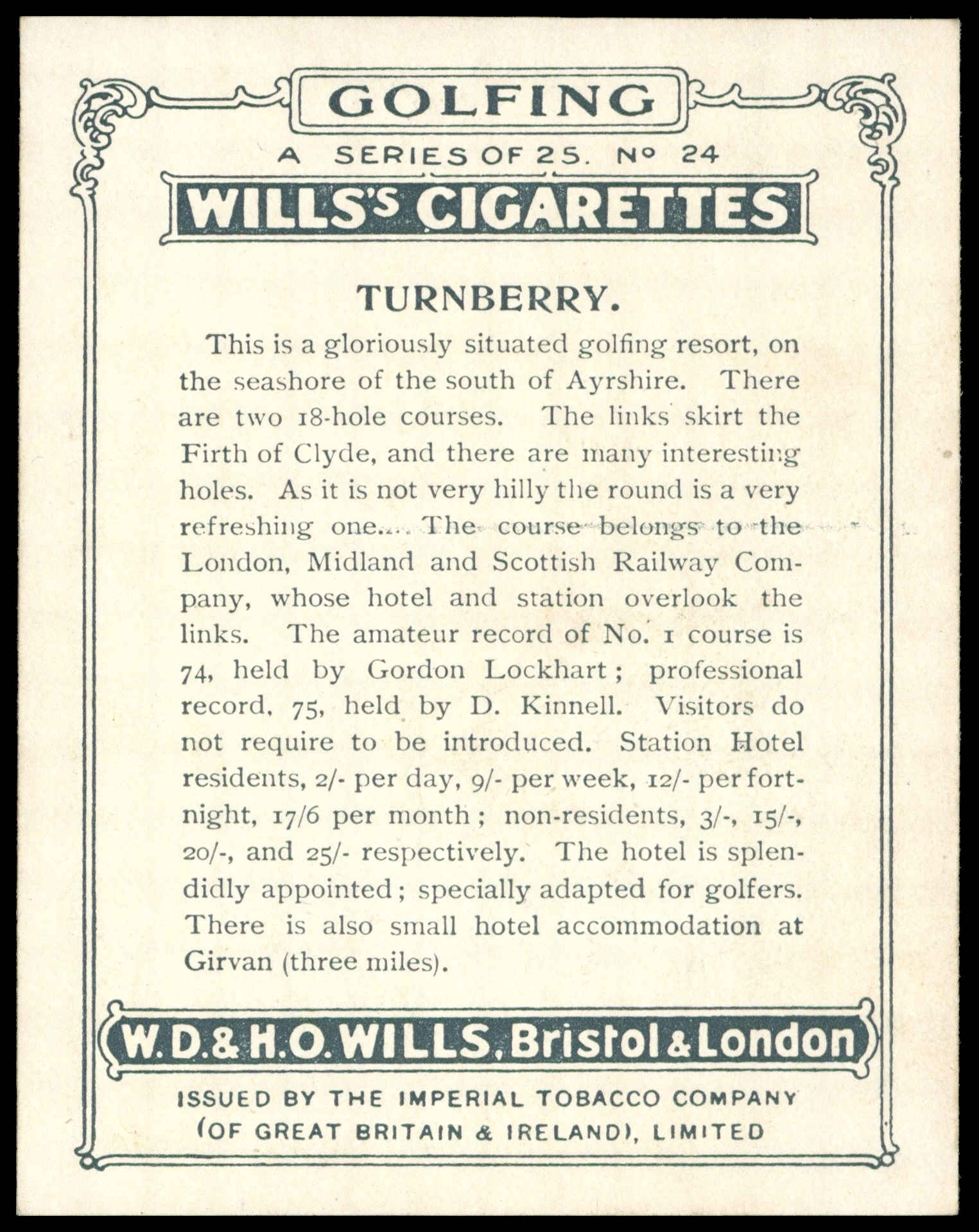 Wills - 'Golfing' (1924) - #24 - Turnberry Wills - 'Golfing' (1924) - #24 - Turnberry