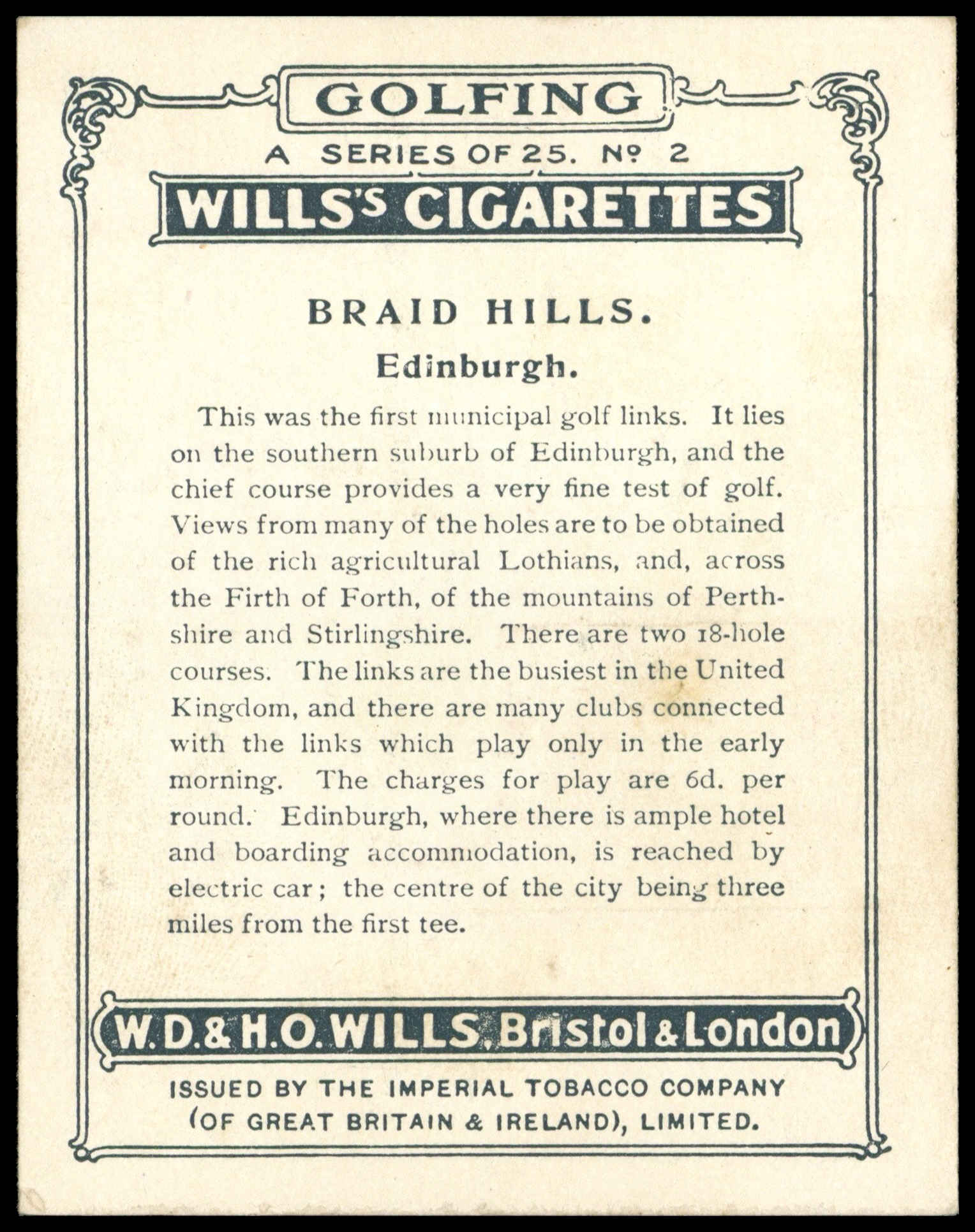 Wills - 'Golfing' (1924) - #2 - Braid Hills Wills - 'Golfing' (1924) - #2 - Braid Hills