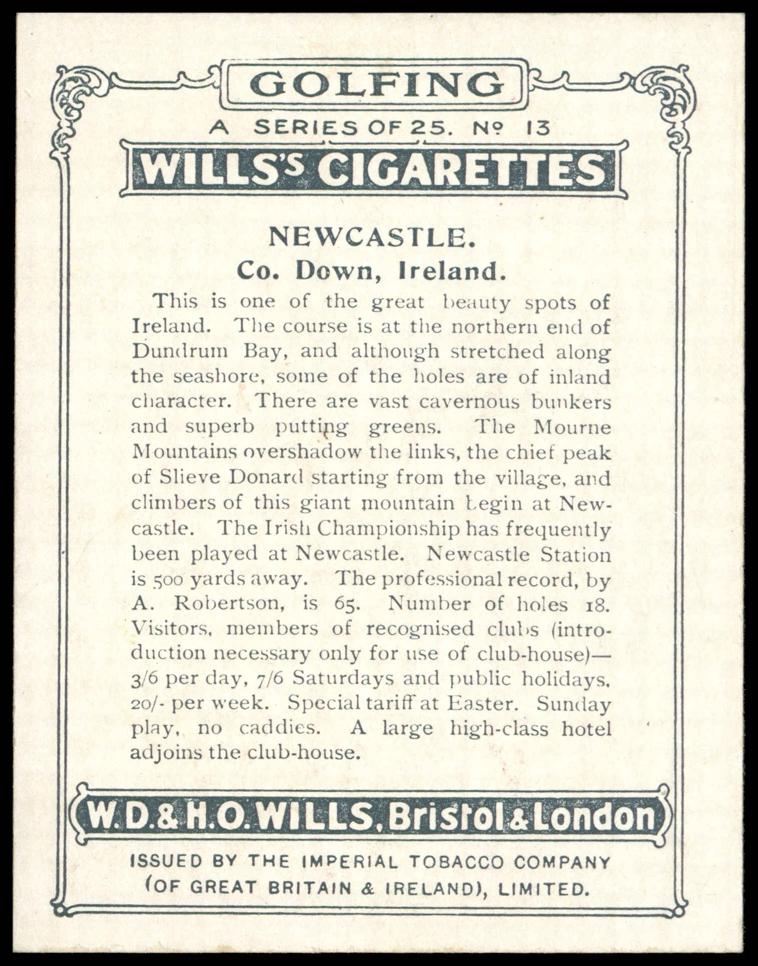 Wills - 'Golfing' (1924) - #13 - Newcastle Wills - 'Golfing' (1924) - #13 - Newcastle