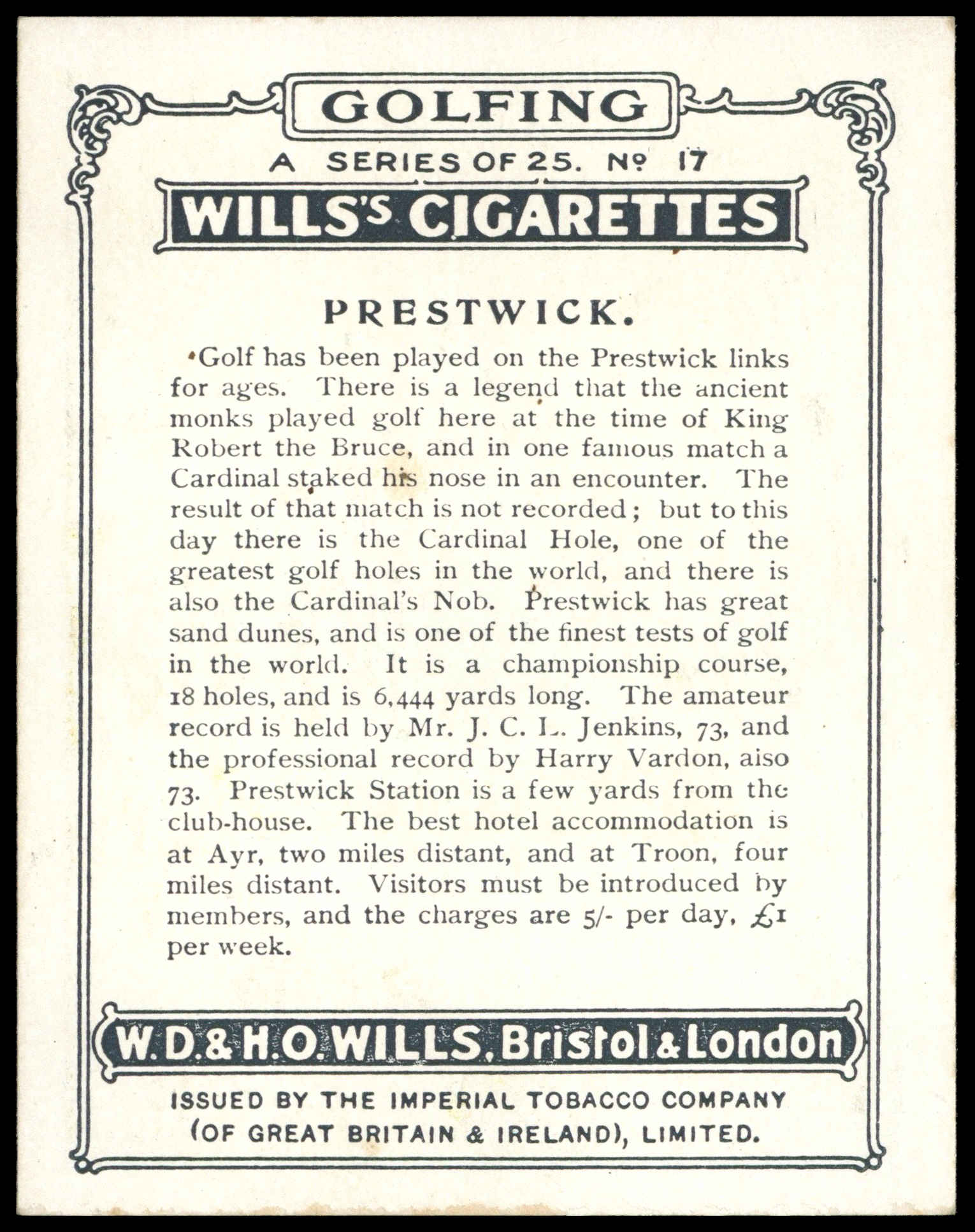 Wills - 'Golfing' (1924) - #17 - Prestwick Wills - 'Golfing' (1924) - #17 - Prestwick