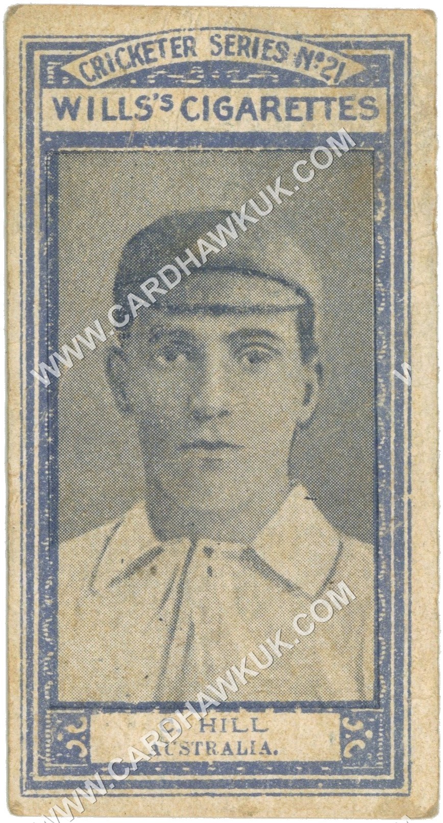 Wills Overseas - Clem Hill (Australia) - 'Cricketer Series (Fancy Frame Dark Blue)' (1902) Wills Overseas - Clem Hill (Australia) - 'Cricketer Series (Fancy Frame Dark Blue)' (1902)