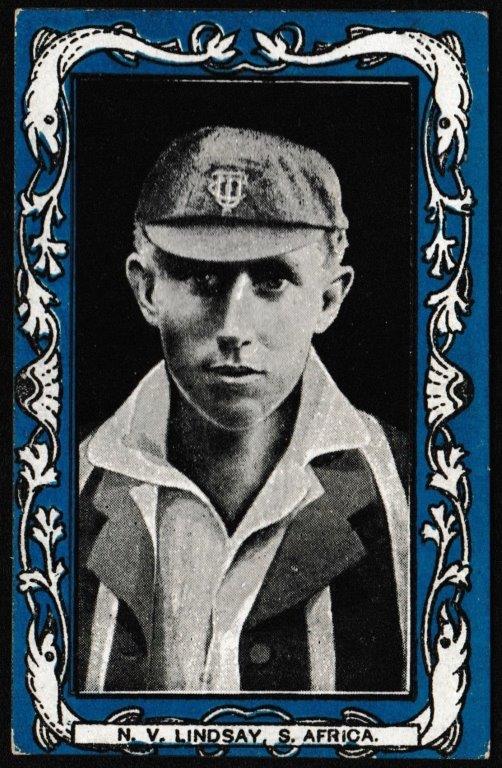 Wills (W.D. & H.O.) - 'Australian & S. African Cricketers (Blue/Vice Regal)' - N.V. Lindsay (S. Africa) Wills (W.D. & H.O.) - 'Australian & S. African Cricketers (Blue/Vice Regal)' - N.V. Lindsay (S. Africa)