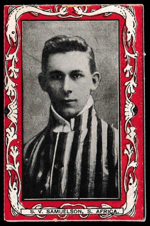 Wills (W.D. & H.O.) - 'Australian & S. African Cricketers (Scarlet/Capstan)' - S.V. Samuelson (S. Africa) Wills (W.D. & H.O.) - 'Australian & S. African Cricketers (Scarlet/Capstan)' - S.V. Samuelson (S. Africa)