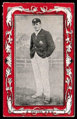 Wills (W.D. & H.O.) - 'Australian & S. African Cricketers (Scarlet/Capstan)' - A. Cotter (NSW) Wills (W.D. & H.O.) - 'Australian & S. African Cricketers (Scarlet/Capstan)' - A. Cotter (NSW)