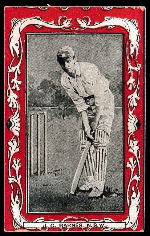 Wills (W.D. & H.O.) - 'Australian & S. African Cricketers (Scarlet/Vice Regal)' - J.C. Barnes (NSW) Wills (W.D. & H.O.) - 'Australian & S. African Cricketers (Scarlet/Vice Regal)' - J.C. Barnes (NSW)