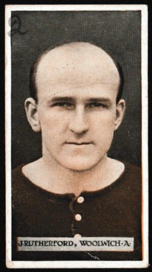 Wills (W.D. & H.O.) - 'Famous Footballers (Scissors)' (1914) - Card #19 - J. Rutherford (Woolwich Arsenal)