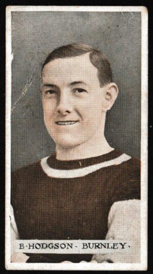 Wills (W.D. & H.O.) - 'Famous Footballers (Scissors)' (1914) - Card #21 - B. Hodgson (Burnley)