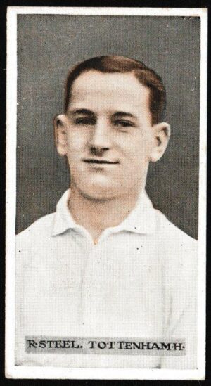Wills (W.D. & H.O.) - 'Famous Footballers (Scissors)' (1914) - Card #34 - R. Steel (Tottenham)
