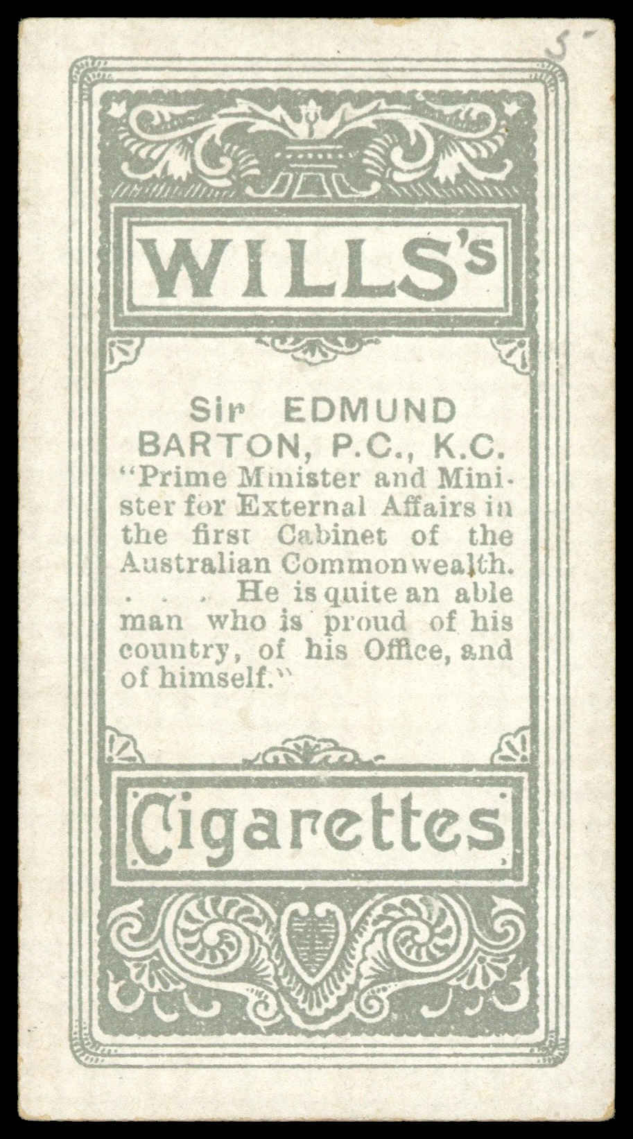 Wills - 'Vanity Fair (Unn)' (1902) - Sir Edmund Barton Wills - 'Vanity Fair (Unn)' (1902) - Sir Edmund Barton