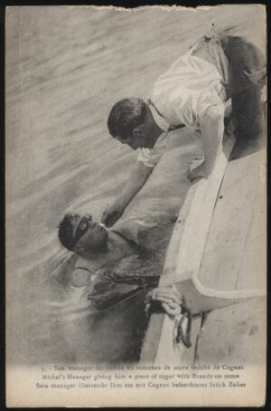 Real Photo - 'Georges Michel Channel Swimmer (Tear to Right)' (c1920's) - Unused Postcard