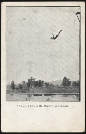 Real Photo - 'C F Mauritzi High Diving at Highgate' (c1903) - Unused Postcard