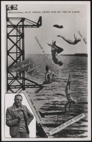 Real Photo - 'DareDevil Leslie Gadsby High Diving' (c1941) - Unused Postcard