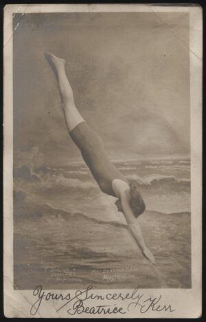 Real Photo - 'Signed Beatrice Kerr Australia's Champion Swimmer & Diver' (c1911) - Unused Postcard