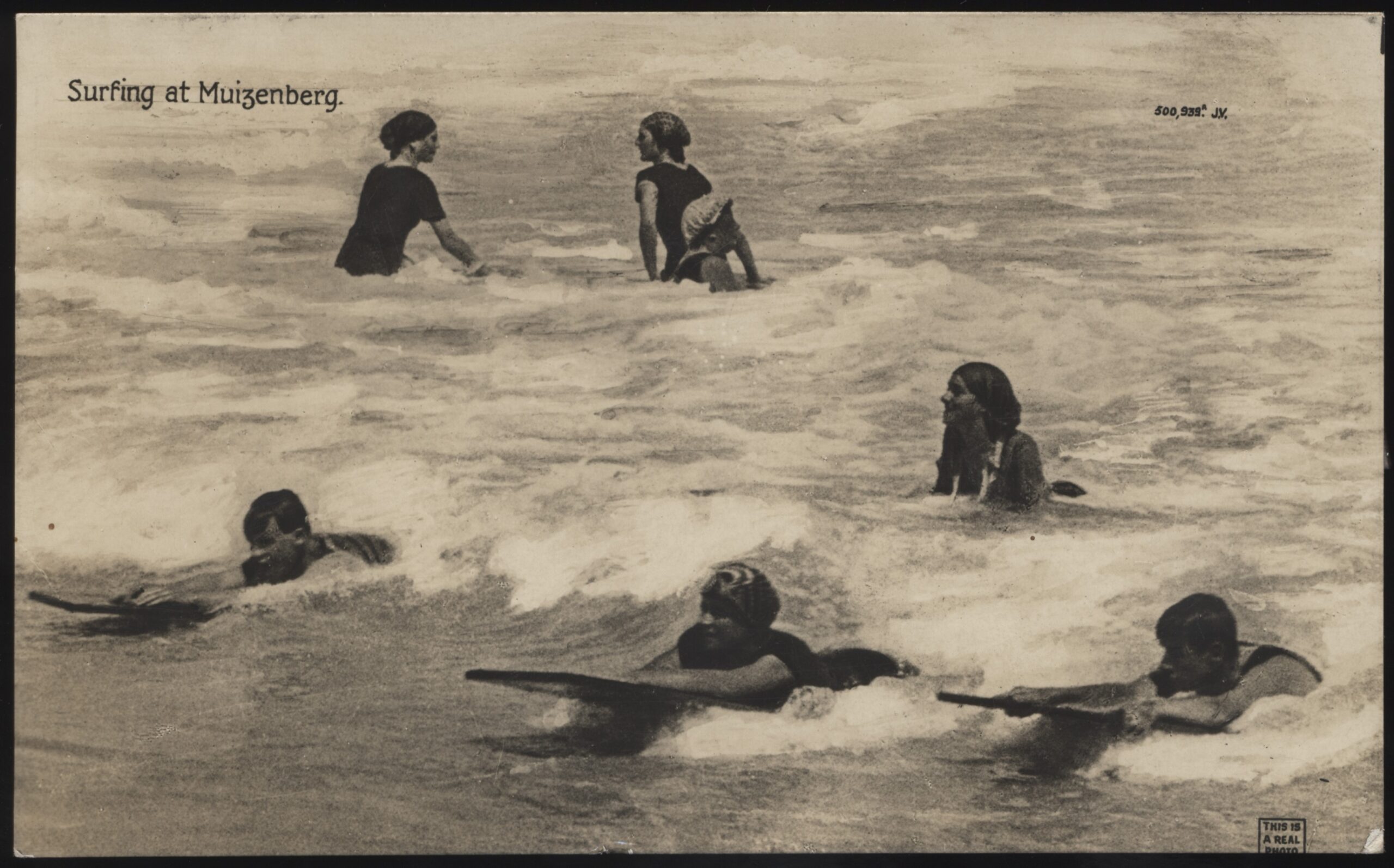 Valentine's - 'Surfing at Muizenberg' (1916) - Postmarked Muizenberg 21-Feb-1916 Valentine's - 'Surfing at Muizenberg' (1916) - Postmarked Muizenberg 21-Feb-1916